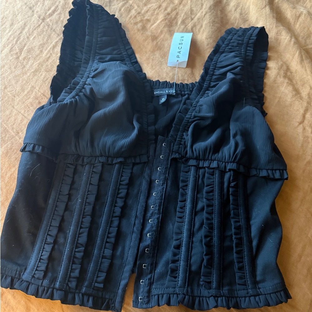 PacSun Black Ruffled Women's Top Kendall and Kylie, brand new with tag